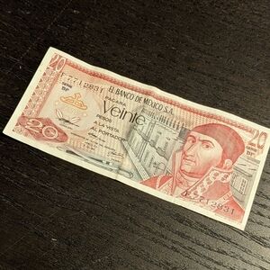 Vintage 1973 Mexican 20 Pesos Banknote